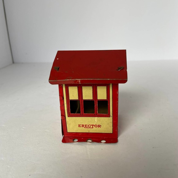 Gilbert Erector Metal Tin Red House/Shed Toy Set Piece Building Part Vintage - Picture 3 of 15